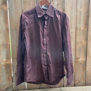 7 DIAMONDS Men’s Burgundy Long Sleeve Button Down  Shirt Size XL
